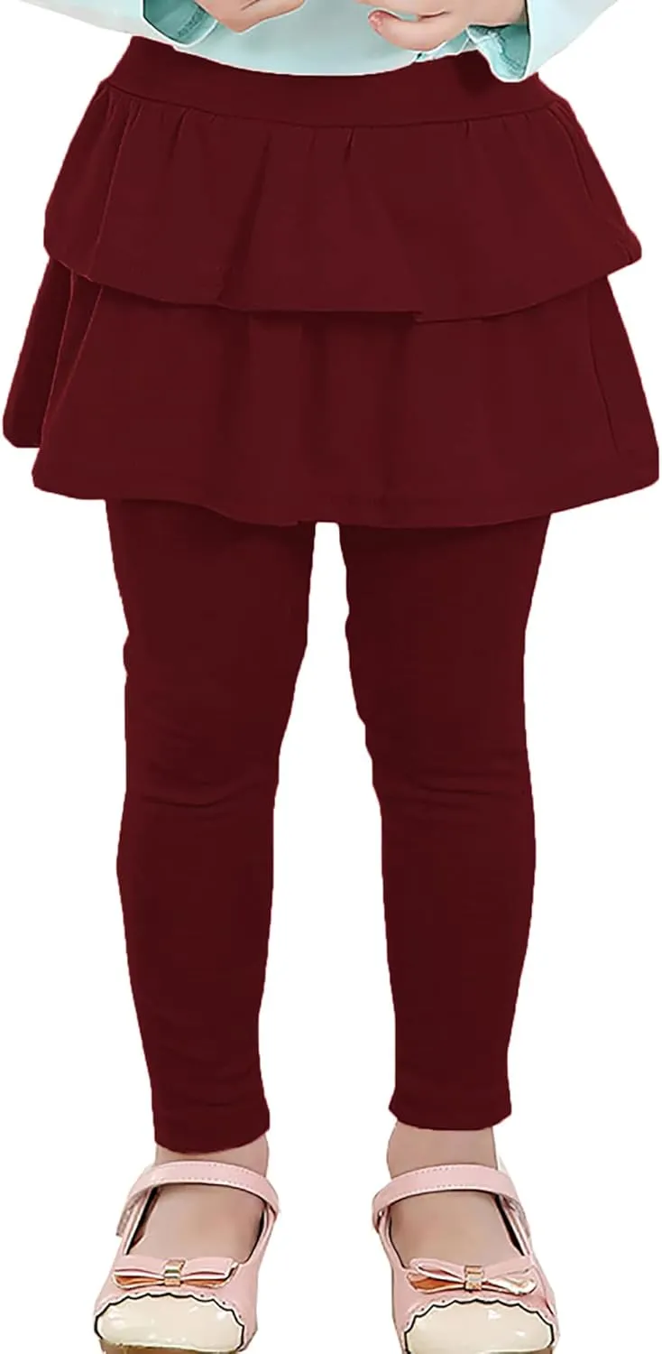 RieKet Girls School Uniform Pants Warm Stretchy Athletic Leggings with Skirt 2-14 Years