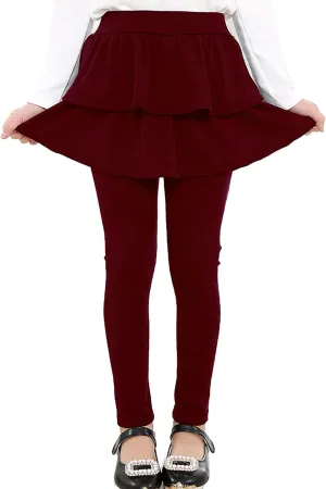RieKet Girls School Uniform Pants Warm Stretchy Athletic Leggings with Skirt 2-14 Years