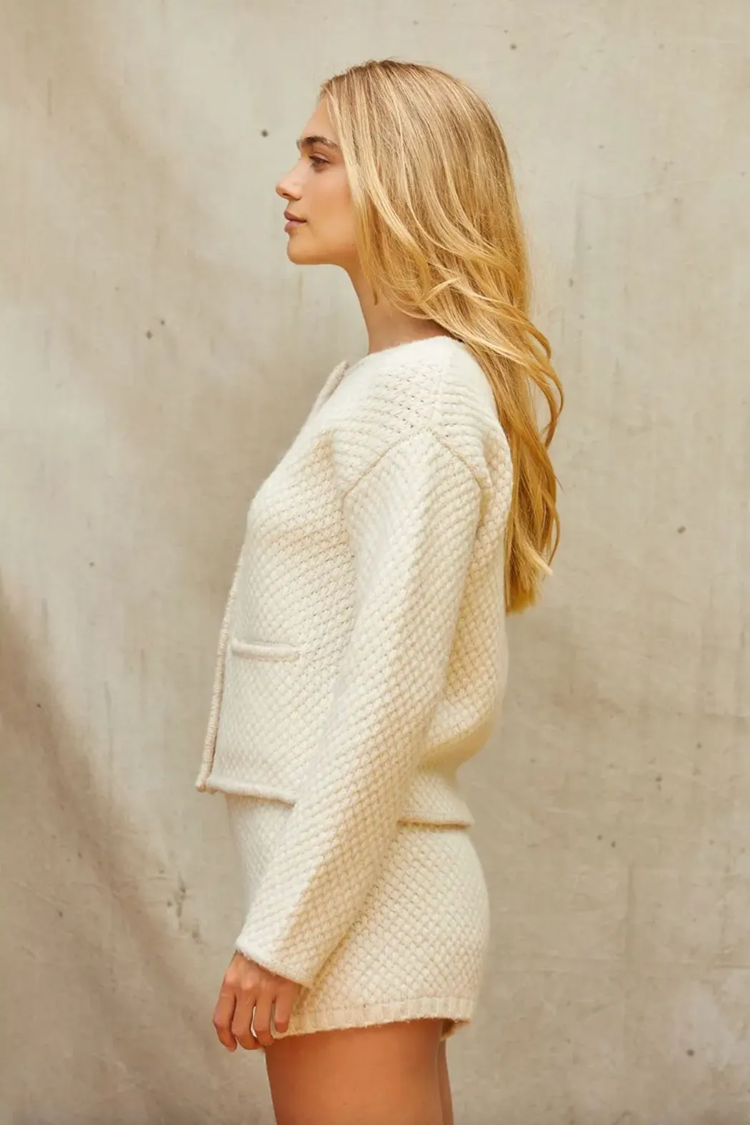 Sandy Boucle Knit Jacket - Cream