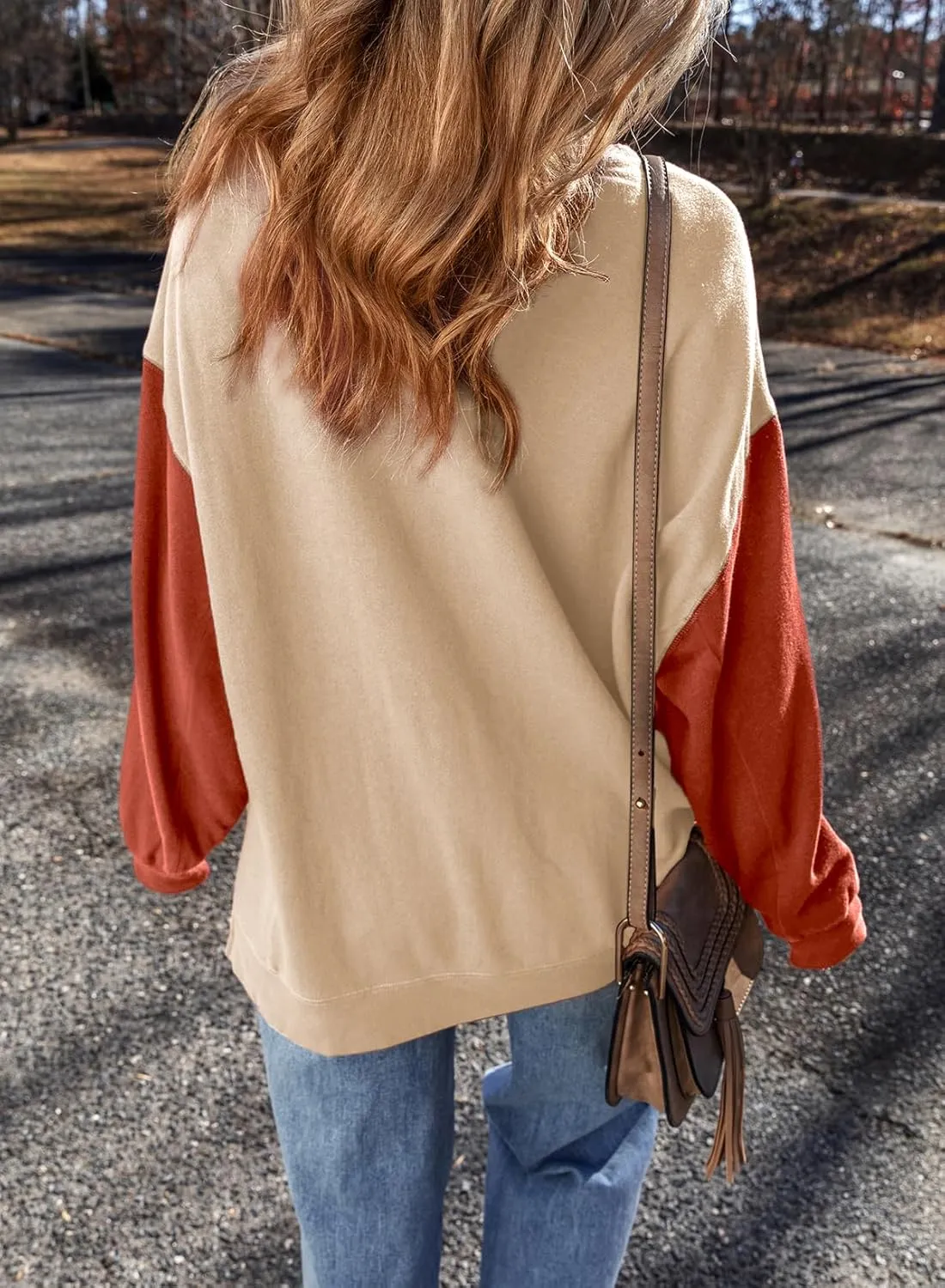 SHEWIN Sweatshirt for Women Casual Long Sleeve Crewneck Lightweight Pullover Tops Loose Sweatshirts