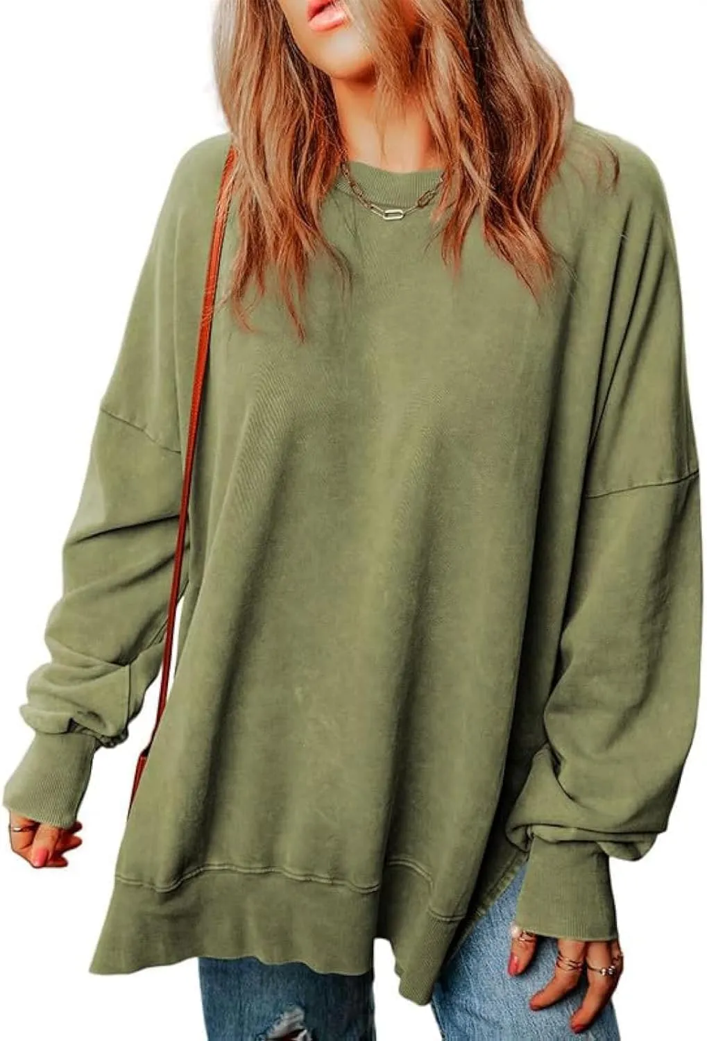 SHEWIN Womens Sweatshirt Casual Long Sleeve Crewneck Lightweight Pullover Tops Loose Sweatshirts