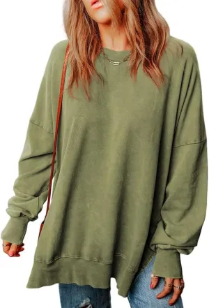 SHEWIN Womens Sweatshirt Casual Long Sleeve Crewneck Lightweight Pullover Tops Loose Sweatshirts