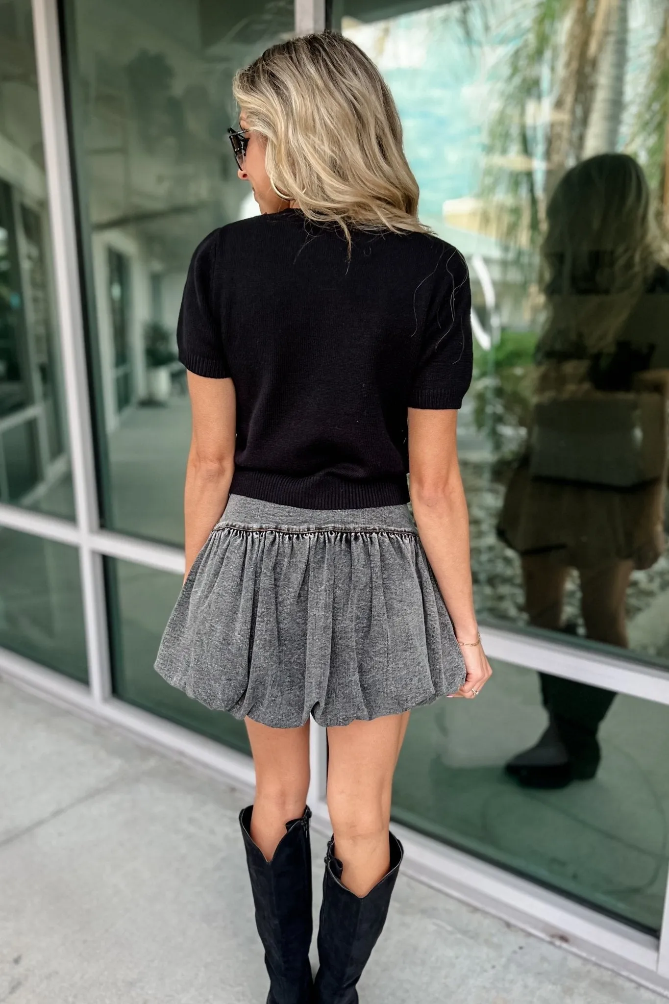 Size M - The Bella Bow Knit Black Top