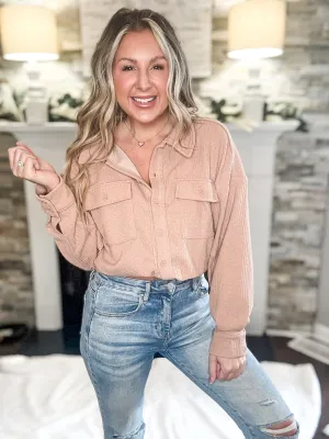 So Easy Blush Lightweight Textured Shacket