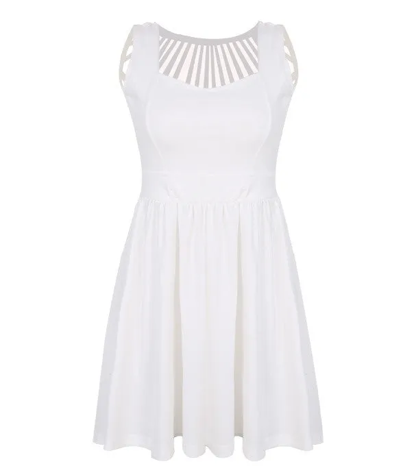 Square Neck Sleeveless Straps Hollow Out Dress