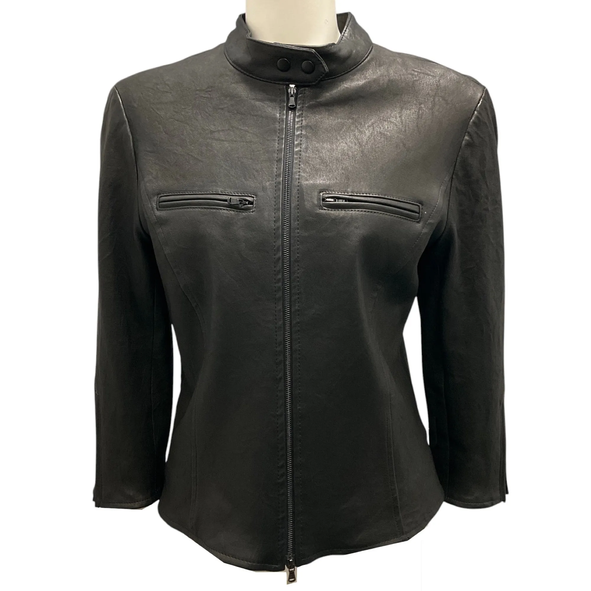 Susan Bender Black Moto Cross Leather Jacket
