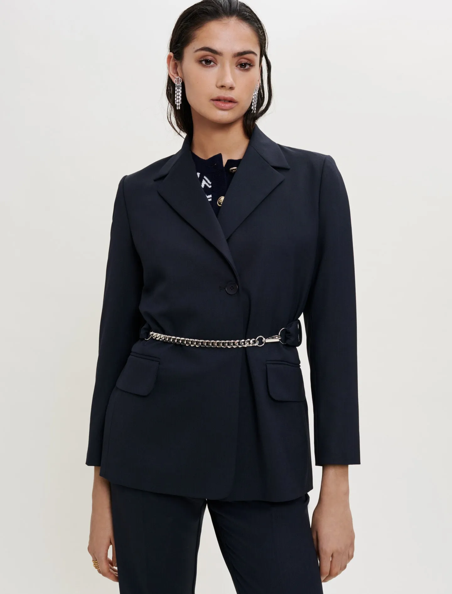 TAILORED JACKET WITH CHAIN BELT