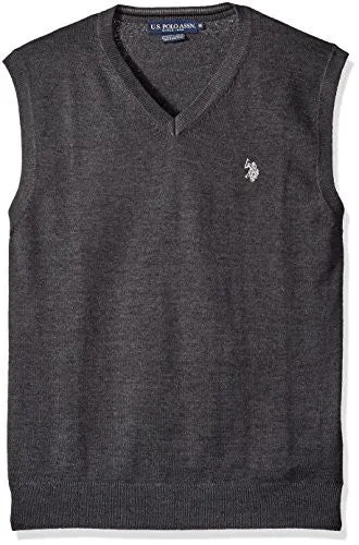 U.S. Polo Assn. Men's Solid Vest, Charcoal Heather, Large