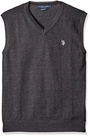 U.S. Polo Assn. Men's Solid Vest, Charcoal Heather, Large