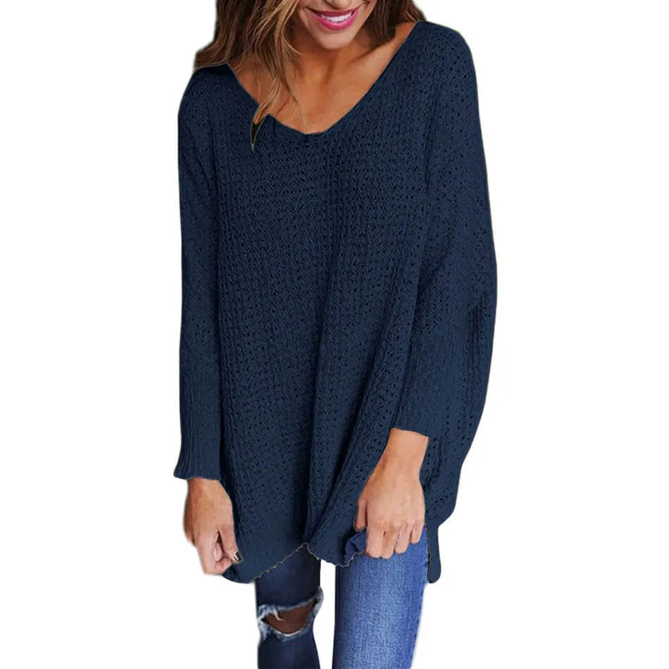 V-Neck Loose Oversized Long Sleeve Women Sweater