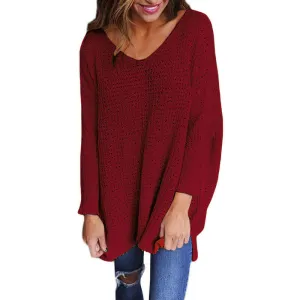 V-Neck Loose Oversized Long Sleeve Women Sweater