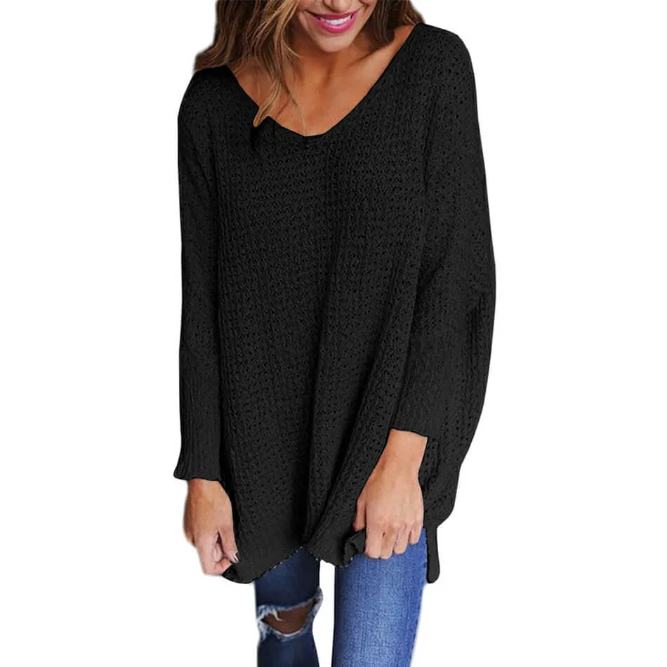 V-Neck Loose Oversized Long Sleeve Women Sweater