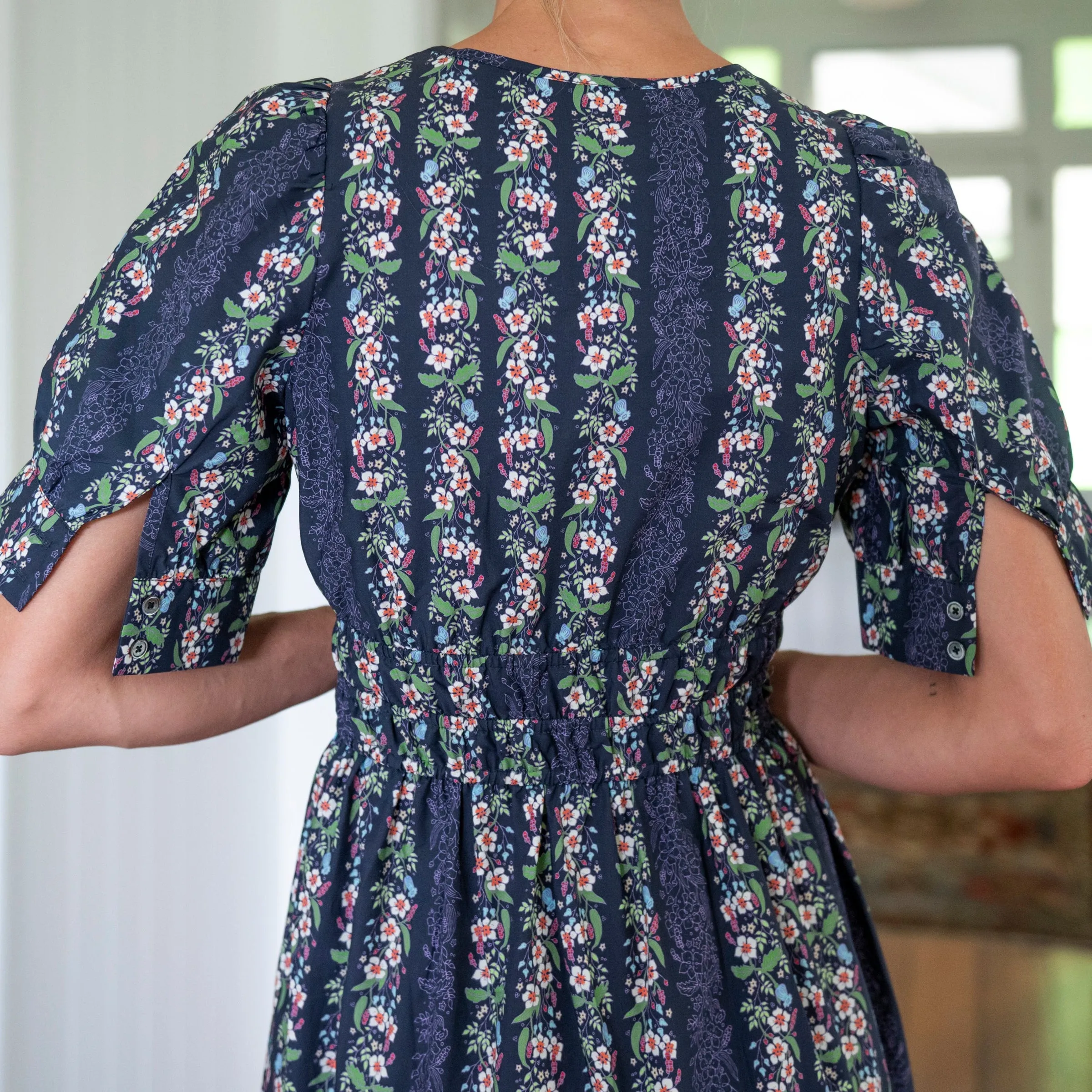 Vining Floral Navy Cotton Maxi Dress
