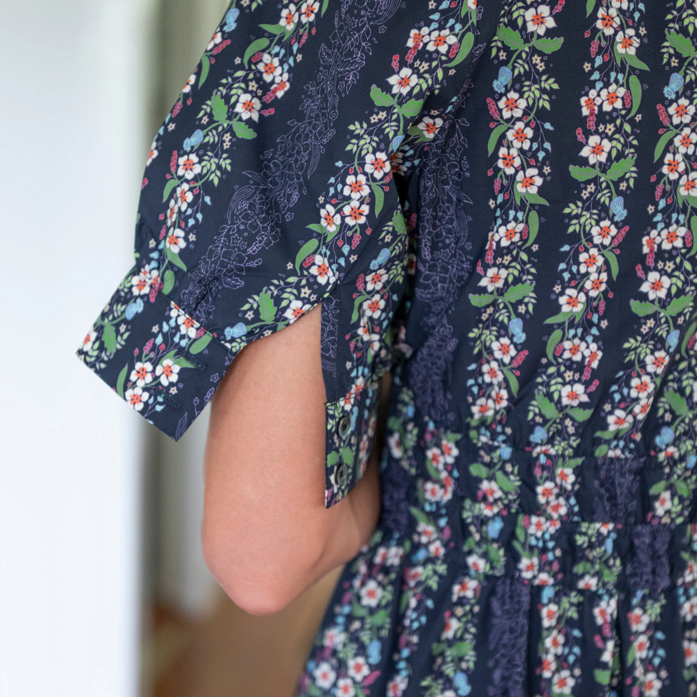 Vining Floral Navy Cotton Maxi Dress