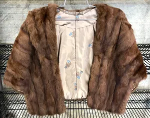 Vintage 1950s Women's Elegant Brown Genuine Mink Fur Stole/Shawl/Wrap