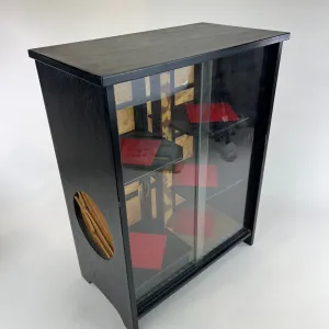 Vintage Japanese Lacquered Tea Display Box w/ Glass Front