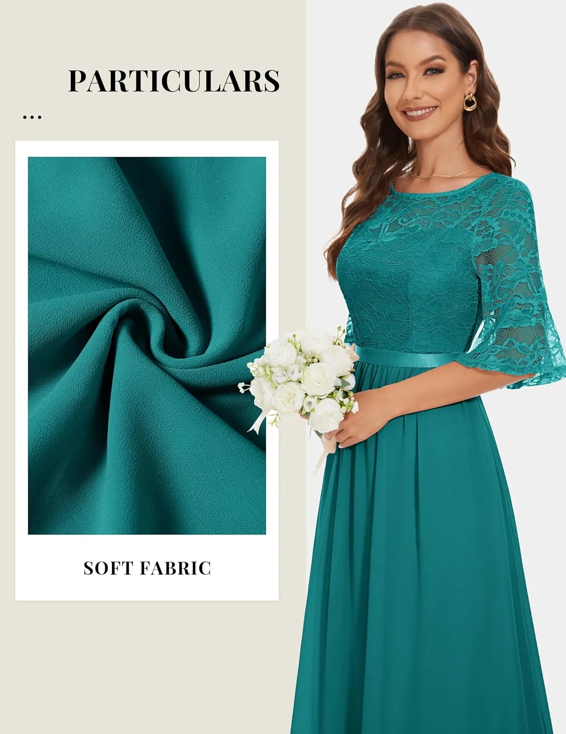 Wedtrend Women's Formal Dresses 2025 Wedding Guest Dress Bell Sleeve Bridesmaid Dresses Maxi Evening Dress
