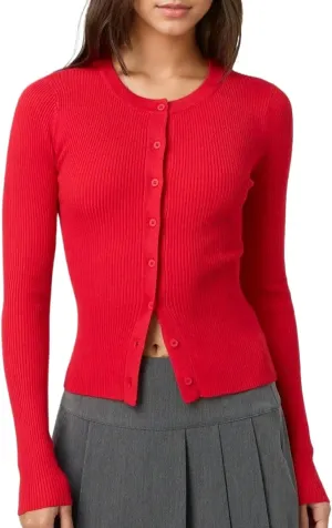 Women Casual Long Sleeve Crewneck Ribbed Knit Crop Cardigan Tight Slim Fit Button Up Sweater Shirts Fall Outfits