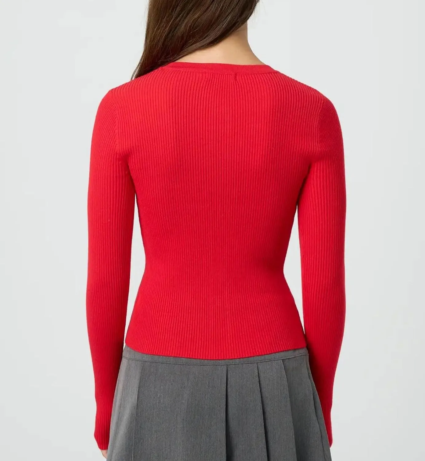 Women Casual Long Sleeve Crewneck Ribbed Knit Crop Cardigan Tight Slim Fit Button Up Sweater Shirts Fall Outfits