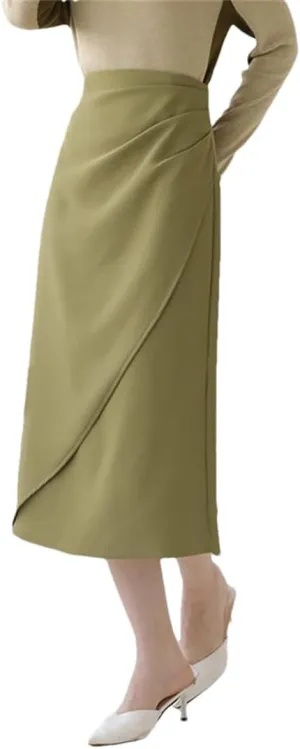 Women Elegant High Waist Skirts Office Skirts Fashion Summer Sexy Pleated Casual Loose Solid Color Midi Skirts