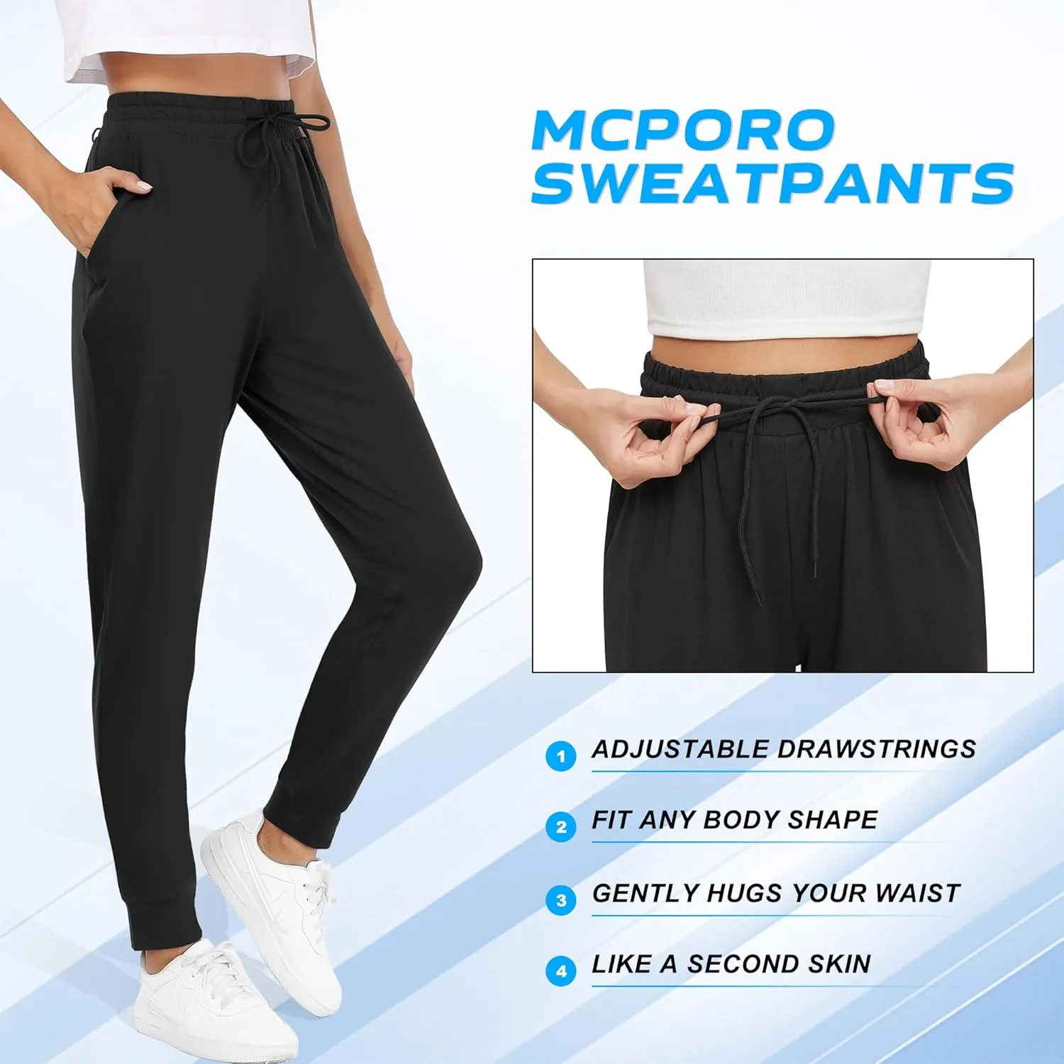Womens Joggers with Pockets & Drawstring-Sweatpants for Women Workout Running Yoga Lounge Pants