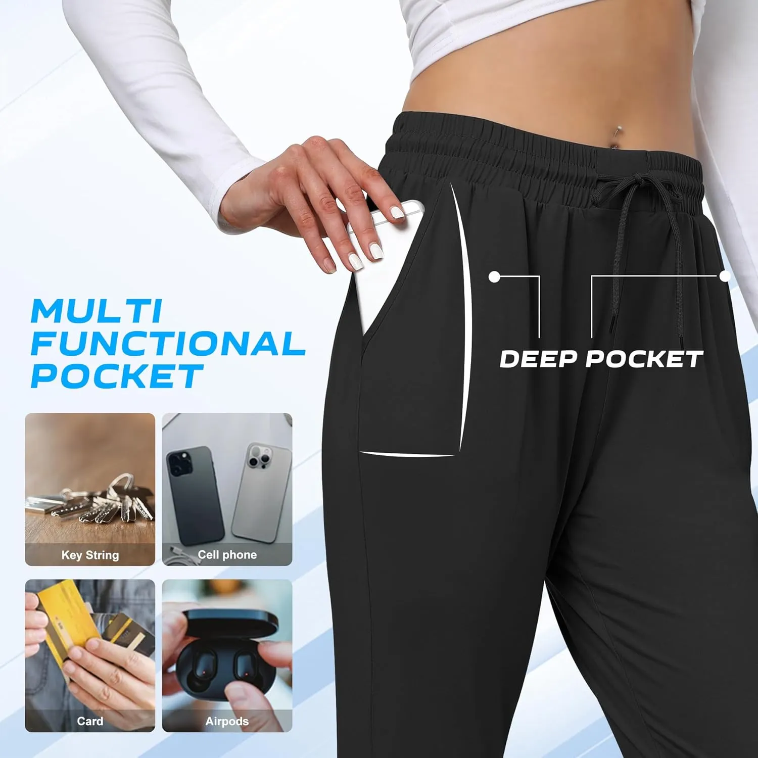 Womens Joggers with Pockets & Drawstring-Sweatpants for Women Workout Running Yoga Lounge Pants