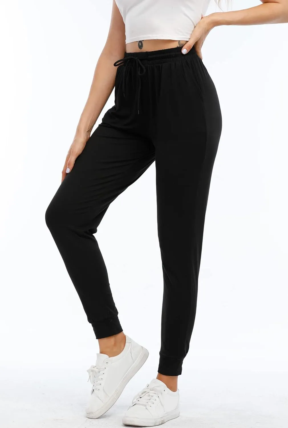 Womens Joggers with Pockets & Drawstring-Sweatpants for Women Workout Running Yoga Lounge Pants