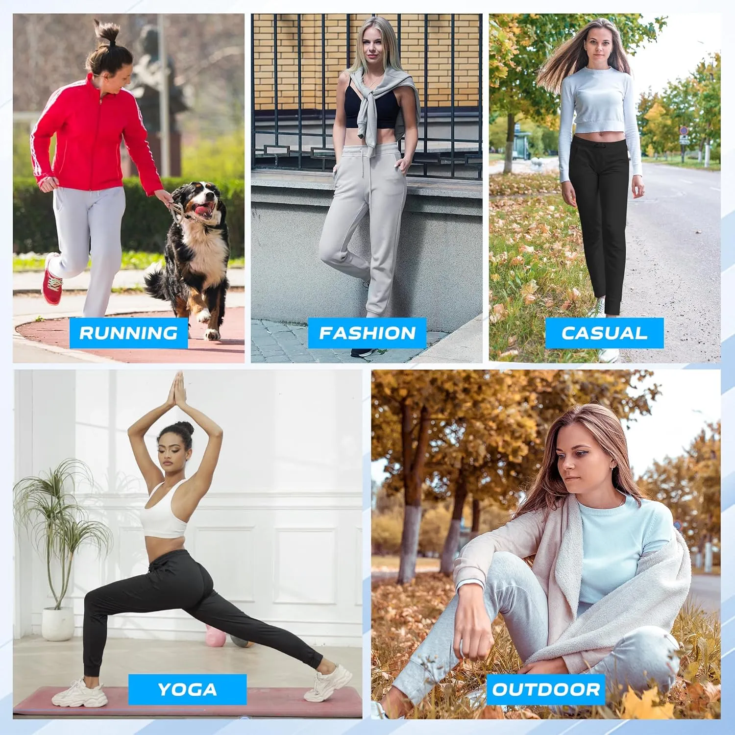 Womens Joggers with Pockets & Drawstring-Sweatpants for Women Workout Running Yoga Lounge Pants