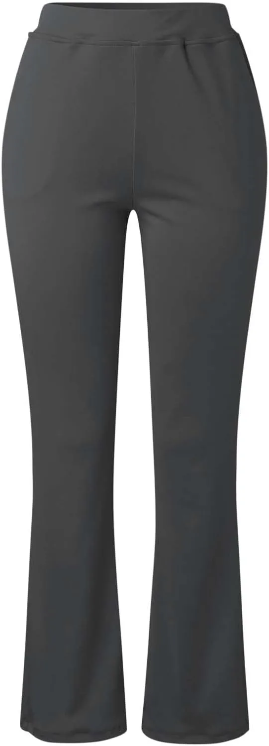 Womens Stretchy Straight Dressy Pants Trendy Solid Slim Work Office Business Trousers Elastic Flared Casual Yoga Pant