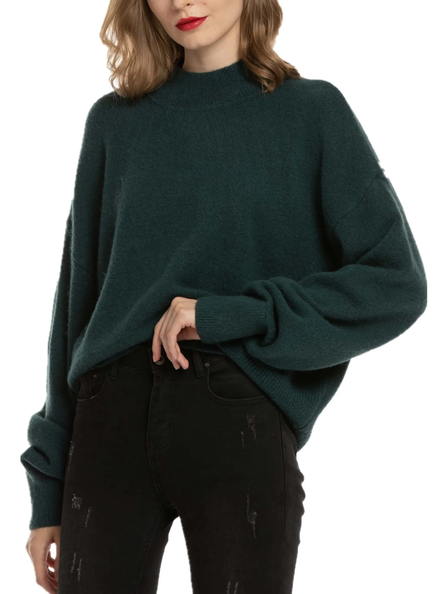 Woolicity Mock Neck Oversized Loose Sweater