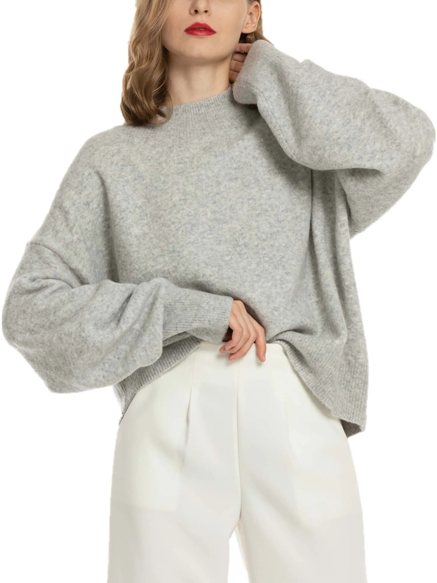 Woolicity Mock Neck Oversized Loose Sweater