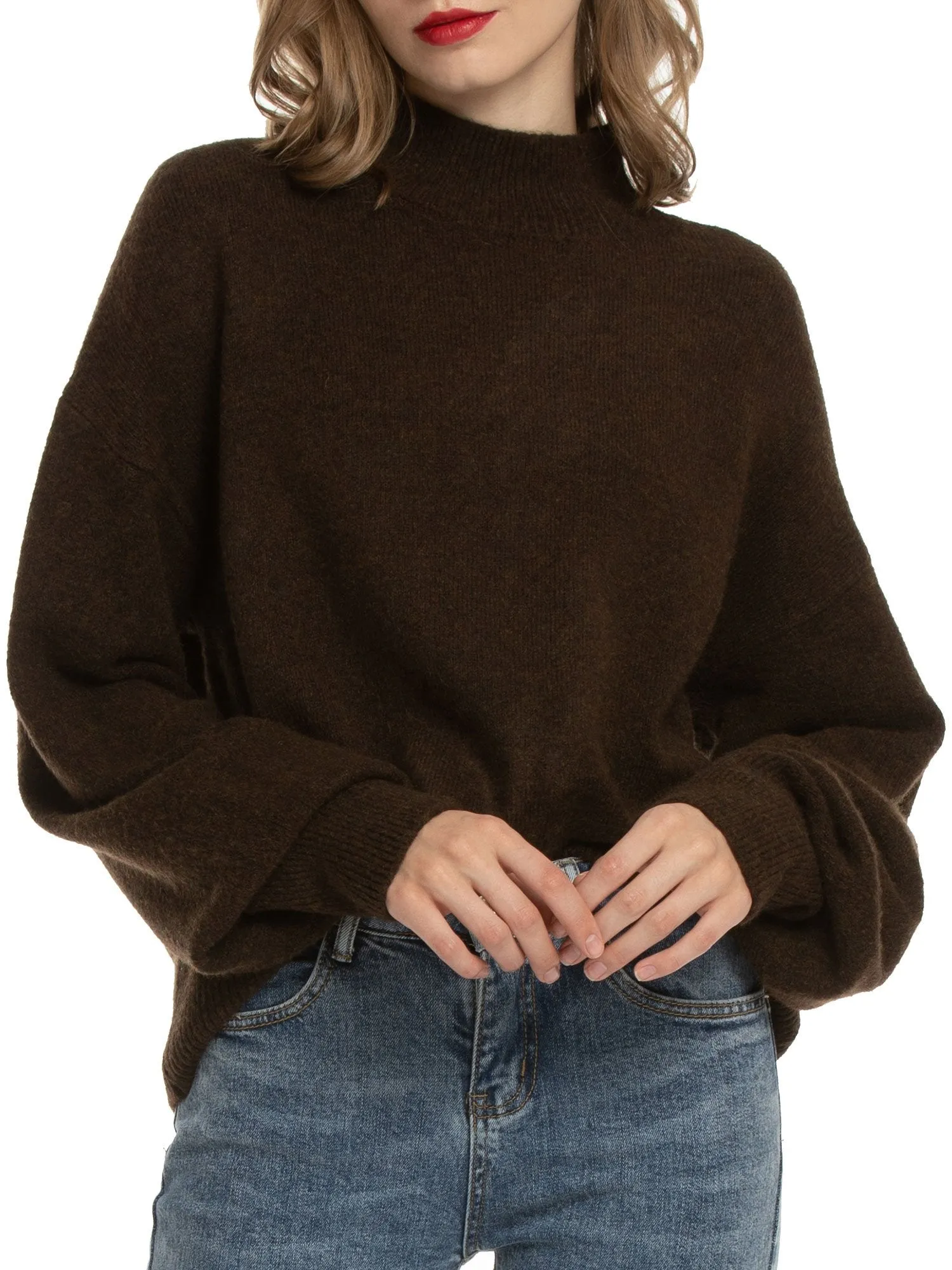 Woolicity Mock Neck Oversized Loose Sweater