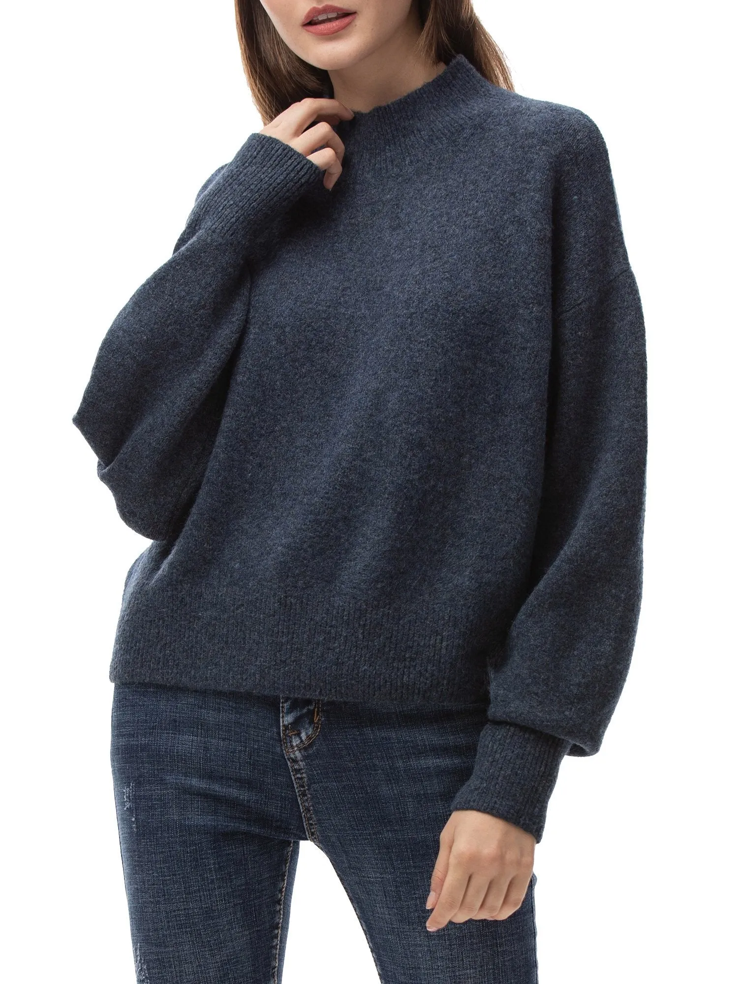Woolicity Mock Neck Oversized Loose Sweater
