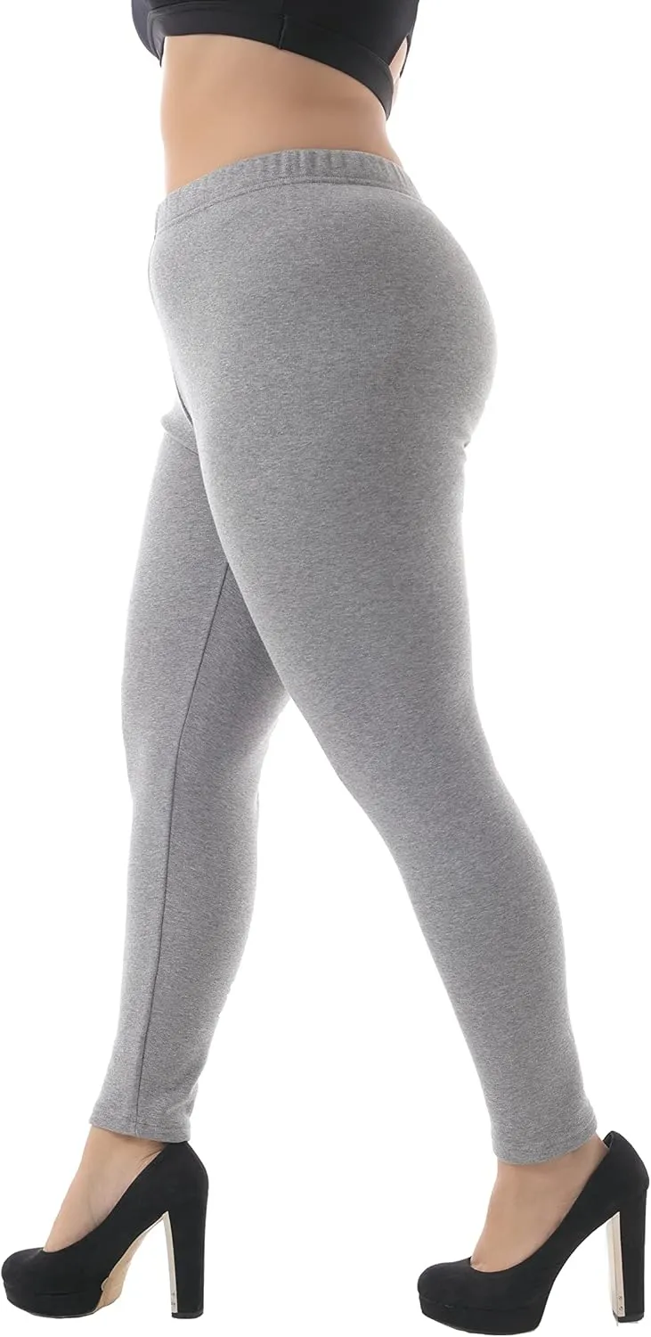 ZERDOCEAN Women's Plus Size 100% Cotton Fleece Lining Leggings
