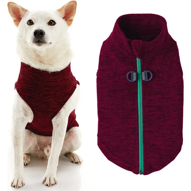 Zip Up Fleece Dog Sweater Winter Small Dog Sweater