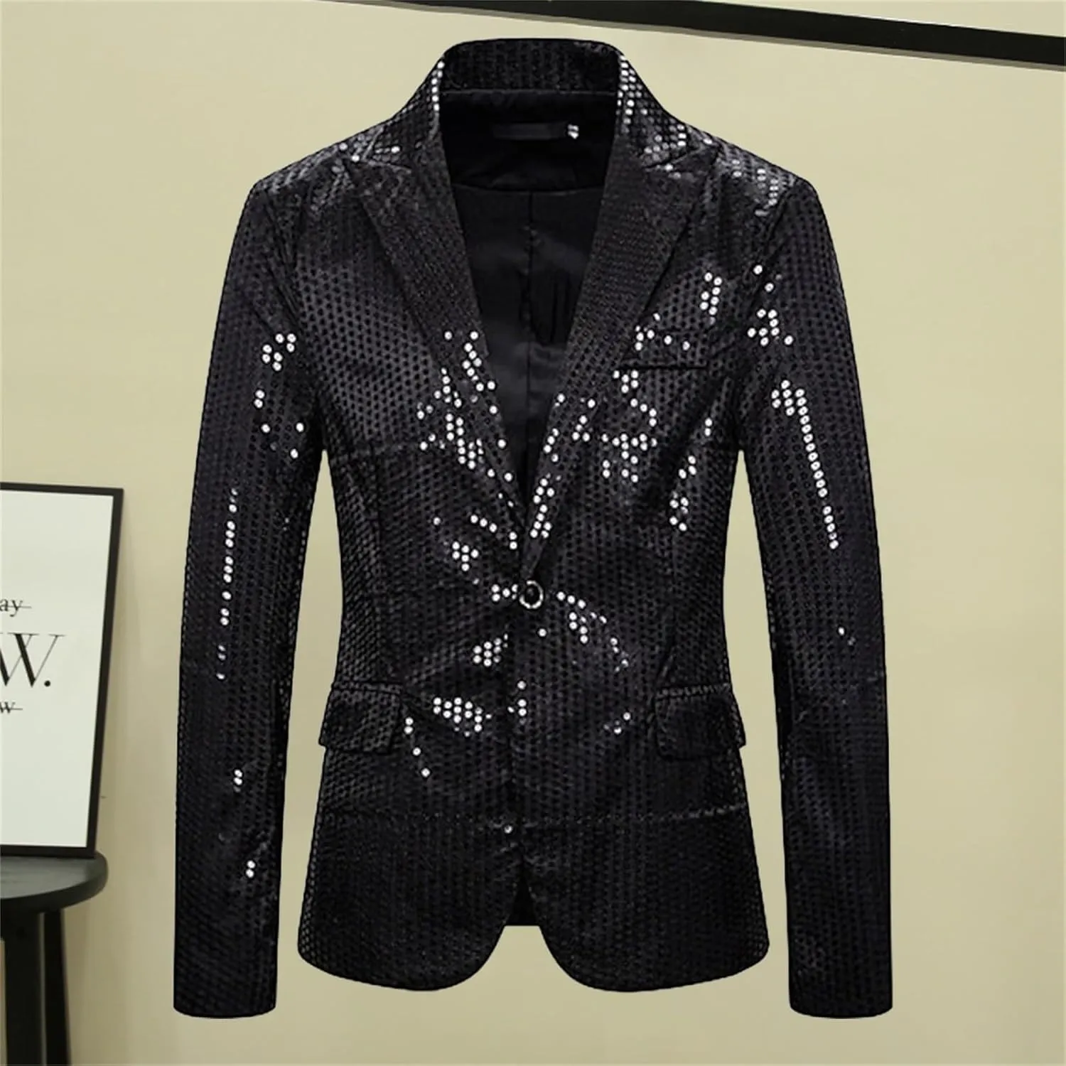 ZYXTIM Sequin Blazer for Men Disco Prom Shiny Jacket Party Prom Wedding Party Tuxedo Slim Fit Fashion Sport Coat with Pockets