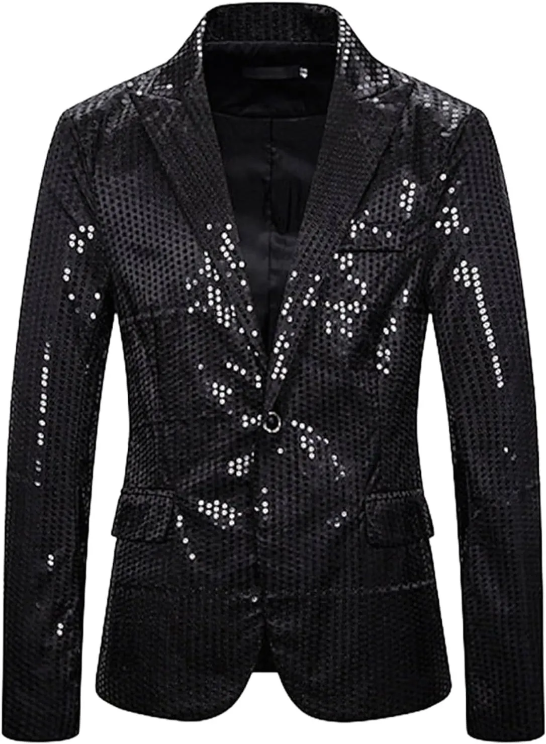 ZYXTIM Sequin Blazer for Men Disco Prom Shiny Jacket Party Prom Wedding Party Tuxedo Slim Fit Fashion Sport Coat with Pockets